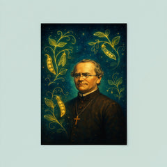 Gregor Mendel among luminous pea plant constellations poster 8