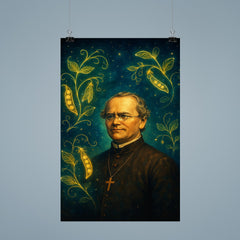 Gregor Mendel among luminous pea plant constellations poster 9