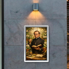 Gregor Mendel among meticulously labeled pea plants poster 2