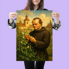 Gregor Mendel in monastery garden with peas poster 3