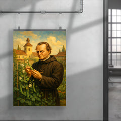 Gregor Mendel in monastery garden with peas poster 4
