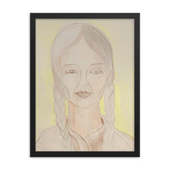 Gregoria Apaza framed print on a plain backdrop in size 18"x24".