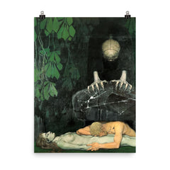 Grief by Oskar Zwintscher, 1898 poster on a plain backdrop in size 8"x10".