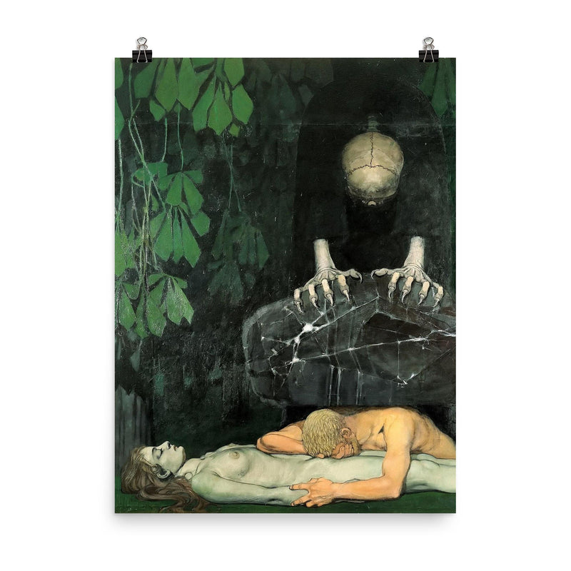 Grief by Oskar Zwintscher, 1898 poster on a plain backdrop in size 8