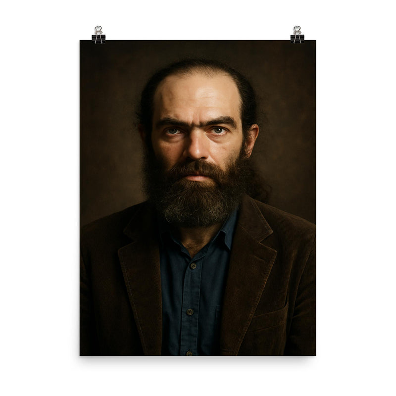 Grigori Perelman portrait poster on a plain backdrop in size 8