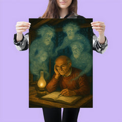 Grothendieck in forest hut surrounded by mathematical ghosts poster 3