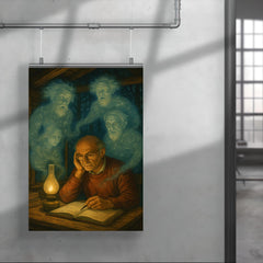 Grothendieck in forest hut surrounded by mathematical ghosts poster 4