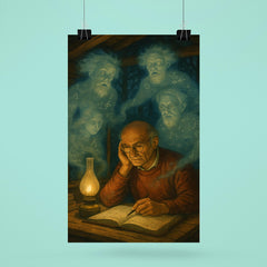 Grothendieck in forest hut surrounded by mathematical ghosts poster 6