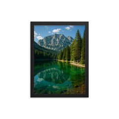 Gruner See Green Lake Austria framed print on a plain backdrop in size 12"x16".