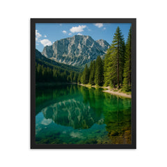Gruner See Green Lake Austria framed print on a plain backdrop in size 16"x20".