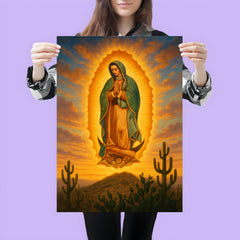 Guadalupe apparition over cactus hill at dawn poster 3