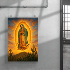 Guadalupe apparition over cactus hill at dawn poster 4