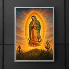 Guadalupe apparition over cactus hill at dawn poster 5