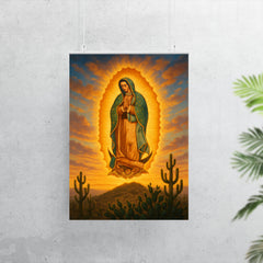 Guadalupe apparition over cactus hill at dawn poster 7