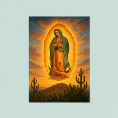 Guadalupe apparition over cactus hill at dawn poster 8