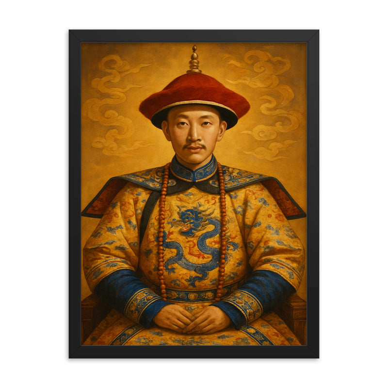 Guangxu Emperor framed print on a plain backdrop in size 18