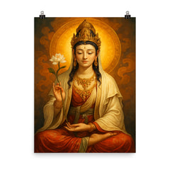 Guanyin poster on a plain backdrop in size 8"x10".