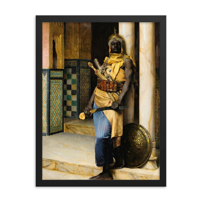 Guarding the Palace by Ludwig Deutsch, 1888 framed print on a plain backdrop in size 18