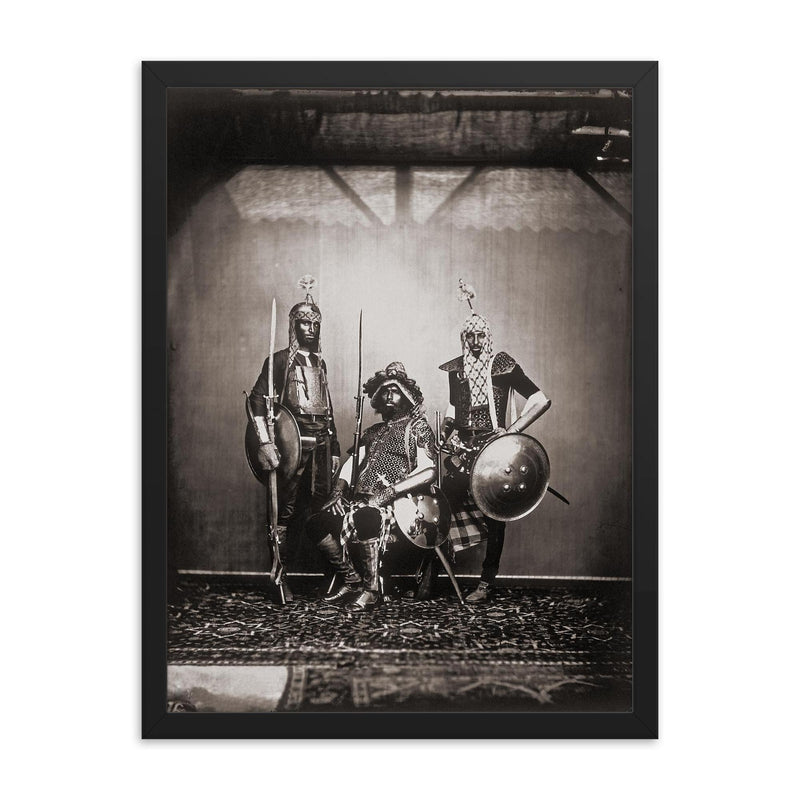 Guards of Maharajah Ram Singh III, Royal Palace of Jaipur, 1858 framed print on a plain backdrop in size 18