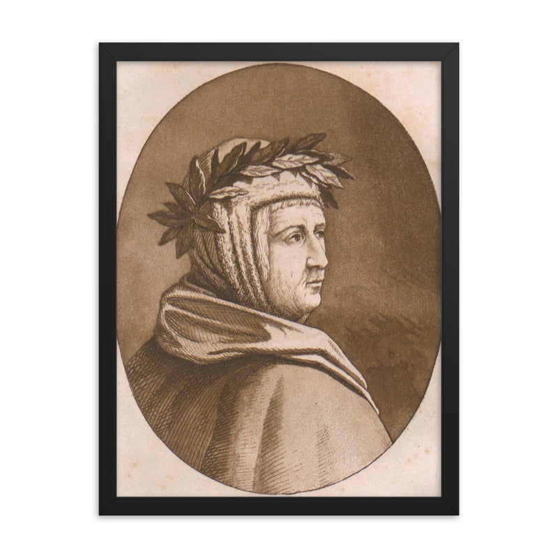 Guido Cavalcanti framed print on a plain backdrop in size 18