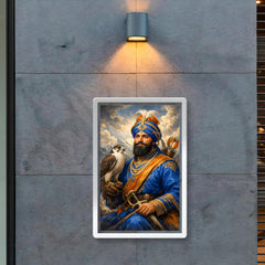 Guru Gobind Singh with falcon and blue robes poster 2