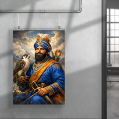 Guru Gobind Singh with falcon and blue robes poster 4