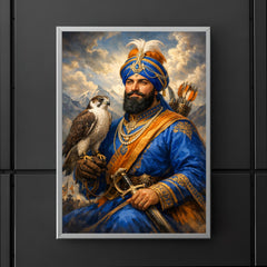 Guru Gobind Singh with falcon and blue robes poster 5