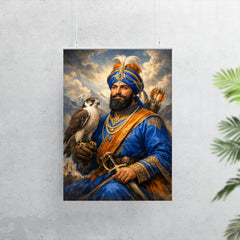 Guru Gobind Singh with falcon and blue robes poster 7
