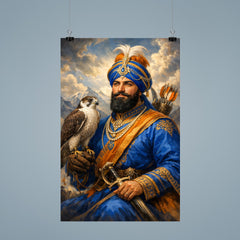 Guru Gobind Singh with falcon and blue robes poster 9