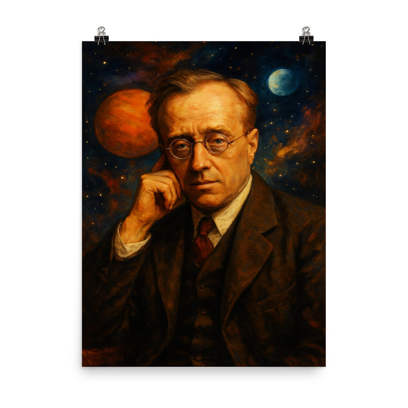 Gustav Holst poster on a plain backdrop in size 8