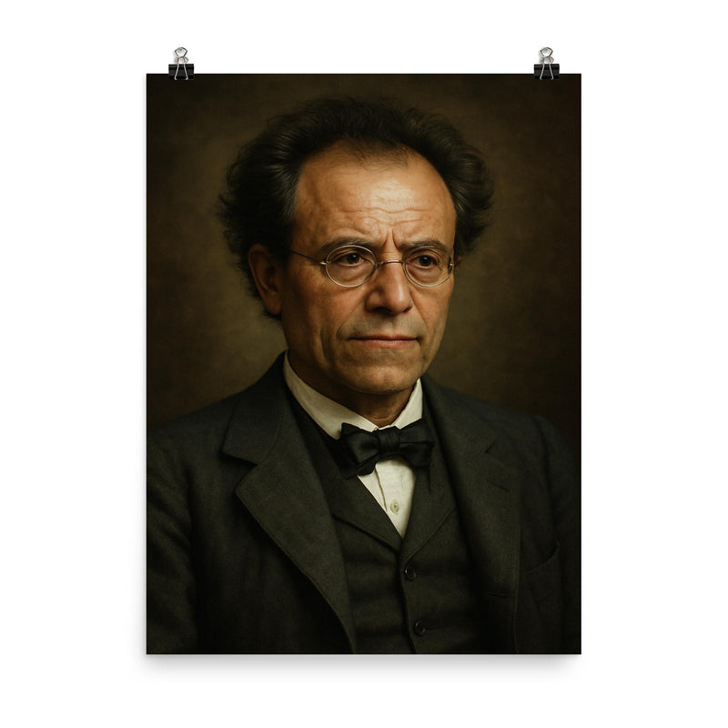Gustav Mahler portrait poster on a plain backdrop in size 8