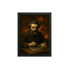 Gustave Doré infernal engraver portrait framed print on a plain backdrop in size 12"x16".