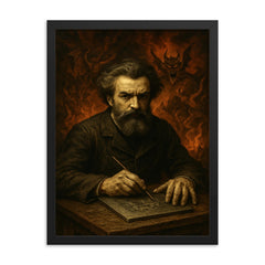 Gustave Doré infernal engraver portrait framed print on a plain backdrop in size 18"x24".