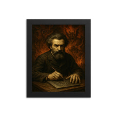 Gustave Doré infernal engraver portrait framed print on a plain backdrop in size 8"x10".