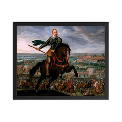 Gustavus Adolphus at the Battle of Breitenfeld by Johann Jakob Walther, 1632 framed print on a plain backdrop in size 16"x20".