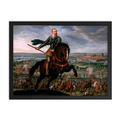 Gustavus Adolphus at the Battle of Breitenfeld by Johann Jakob Walther, 1632 framed print on a plain backdrop in size 18"x24".