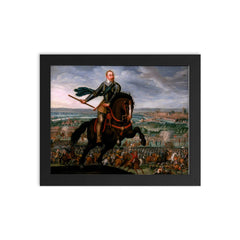 Gustavus Adolphus at the Battle of Breitenfeld by Johann Jakob Walther, 1632 framed print on a plain backdrop in size 8"x10".