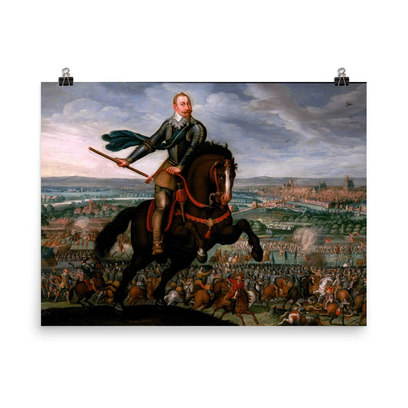 Gustavus Adolphus at the Battle of Breitenfeld by Johann Jakob Walther, 1632 poster on a plain backdrop in size 8