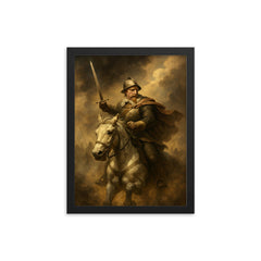 Gustavus Adolphus in smoke at Lutzen framed print on a plain backdrop in size 12"x16".