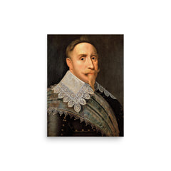 Gustavus Adolphus poster on a plain backdrop in size 12"x16".