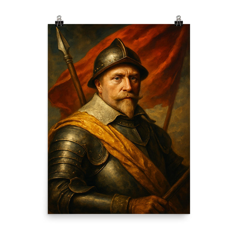 Gustavus Adolphus poster on a plain backdrop in size 8