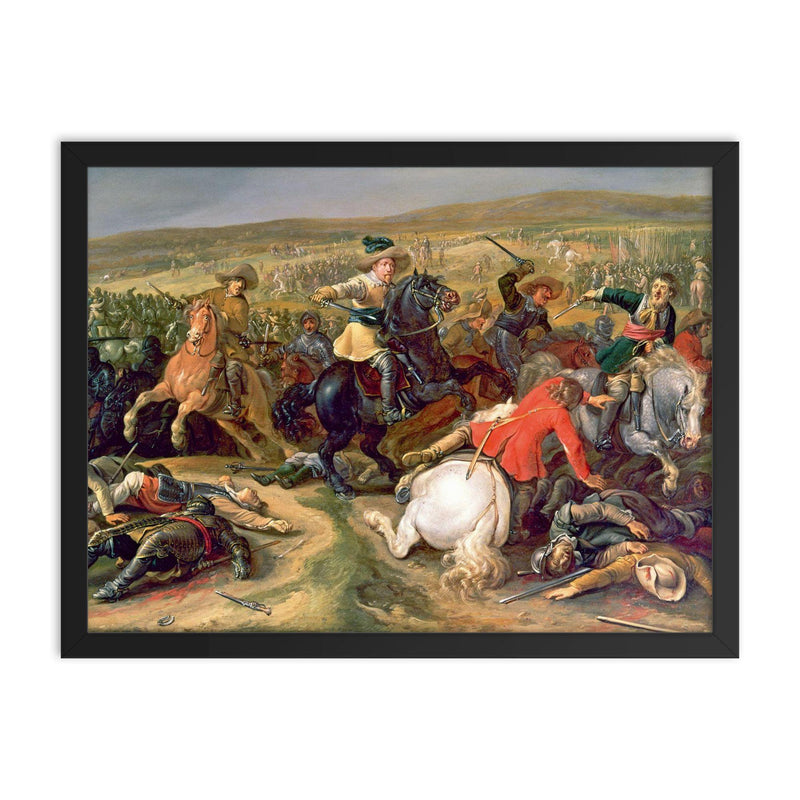 Gustavus II Adolphus at the Battle of Lutzen by Jan Martszen de Jonge, 1634 framed print on a plain backdrop in size 18