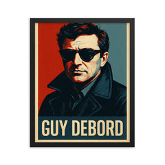 Guy Debord framed print on a plain backdrop in size 16"x20".