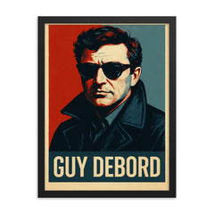 Guy Debord framed print on a plain backdrop in size 18"x24".