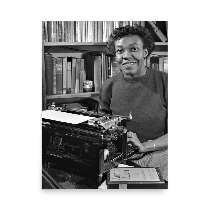 Gwendolyn Brooks poster on a plain backdrop in size 18