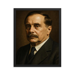 H G Wells framed print on a plain backdrop in size 16"x20".