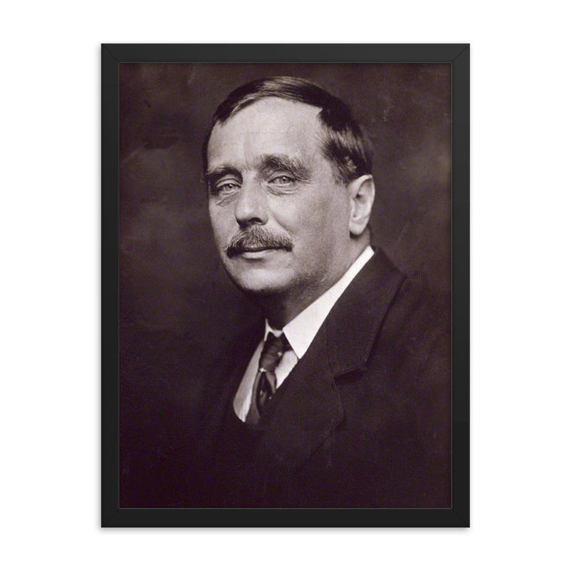 H G Wells framed print on a plain backdrop in size 18