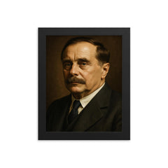 H G Wells framed print on a plain backdrop in size 8"x10".