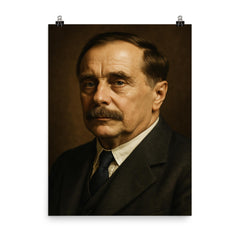 H G Wells poster on a plain backdrop in size 8"x10".