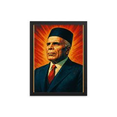 Habib Bourguiba framed print on a plain backdrop in size 12"x16".